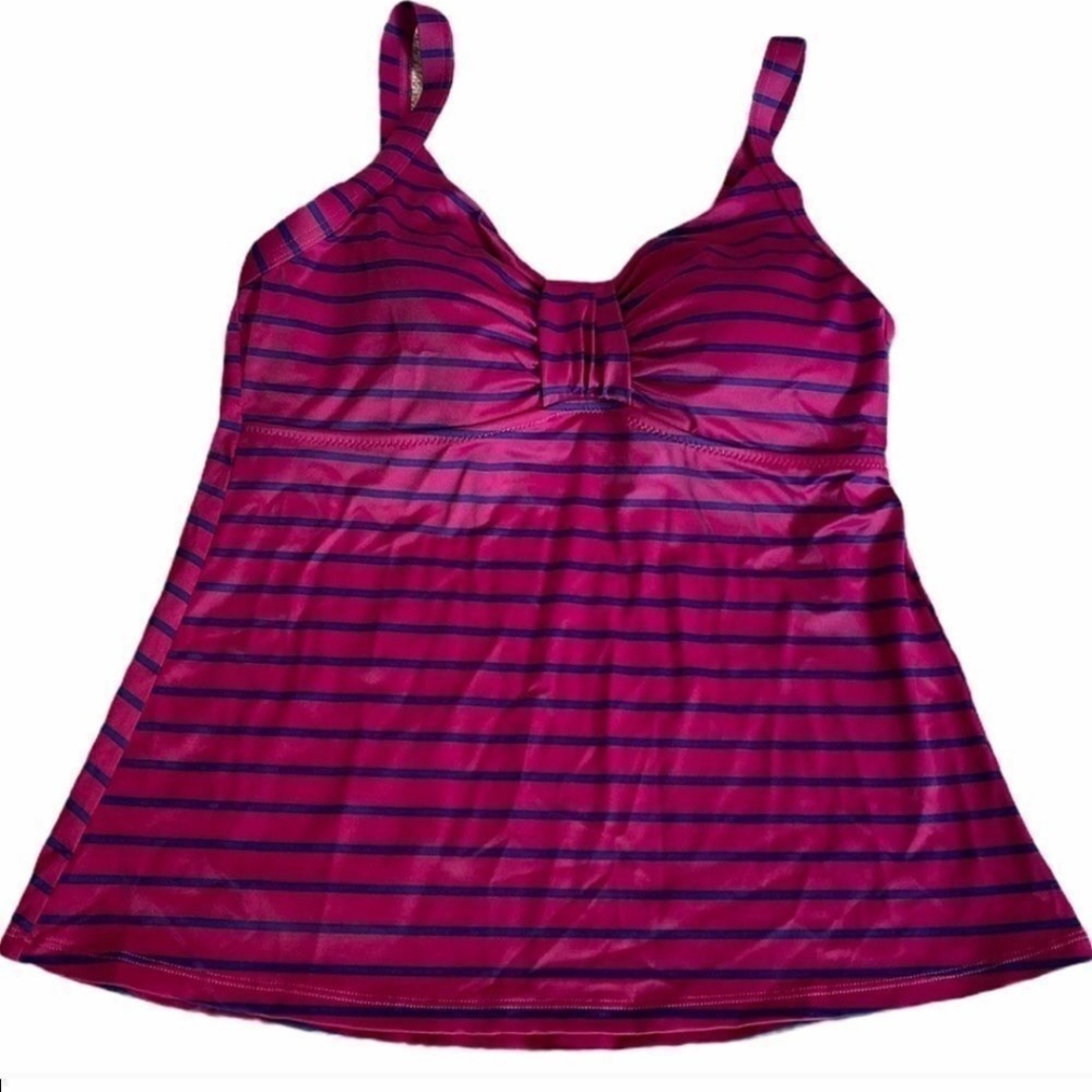 LL Bean Magenta and Navy Tankini Top  EUC